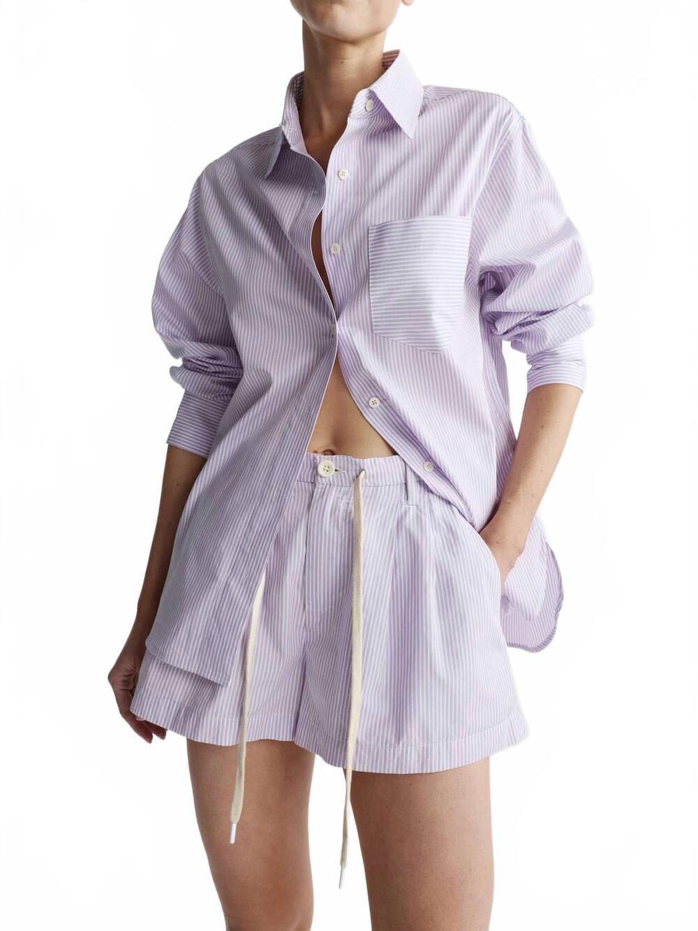 NEW DL1961 - WOMEN'S faye oversized shirt in lilac stripe